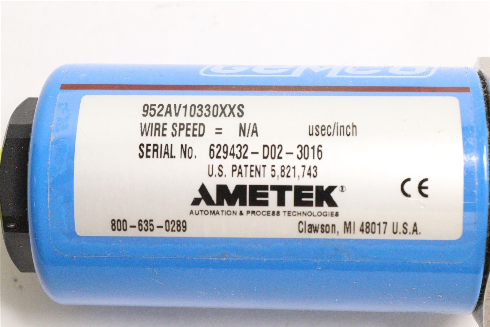 AMETEK BLUE OX GEMCO LINEAR DISPLACEMENT TRANSDUCER 952AV10330XXS