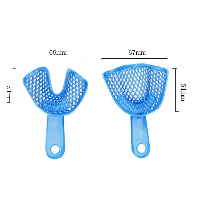 Dental Autoclavable Plastic Steel Impression Trays Denture Blue L/M/S/Q/A Opt