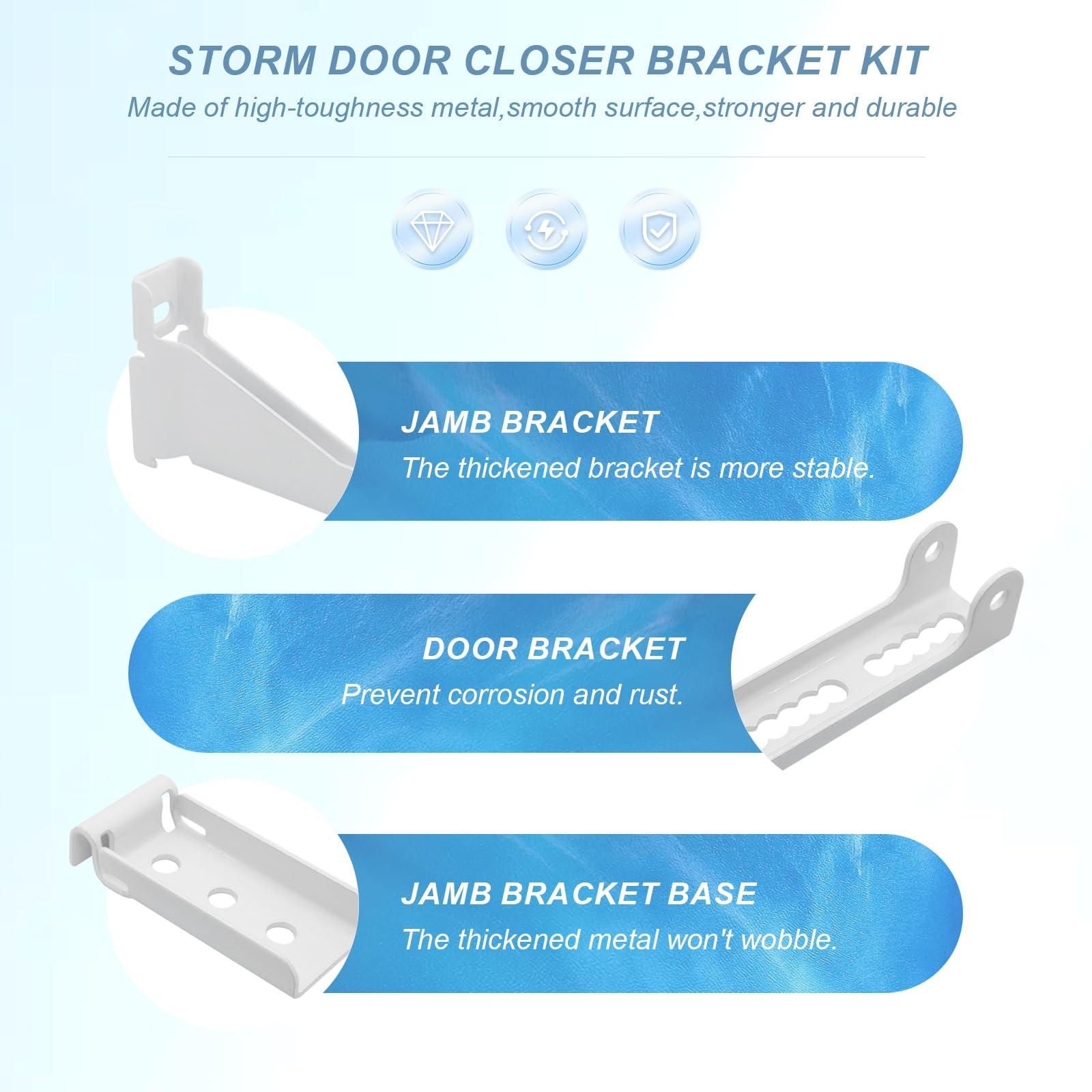Storm Door Closer Bracket in White Color for Larson Pella Anderson emco