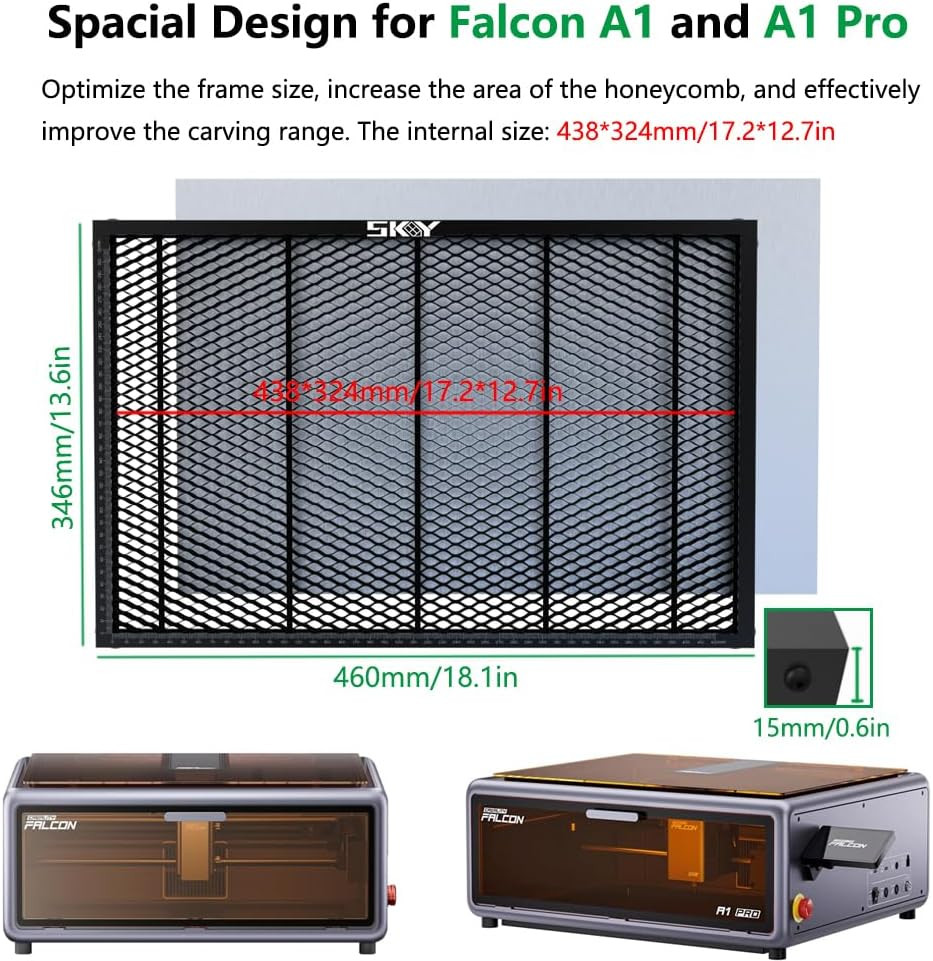 Honeycomb Laser Bed for Falcon A1 Engraver – 18.1×13.6 In with Aluminum Panel