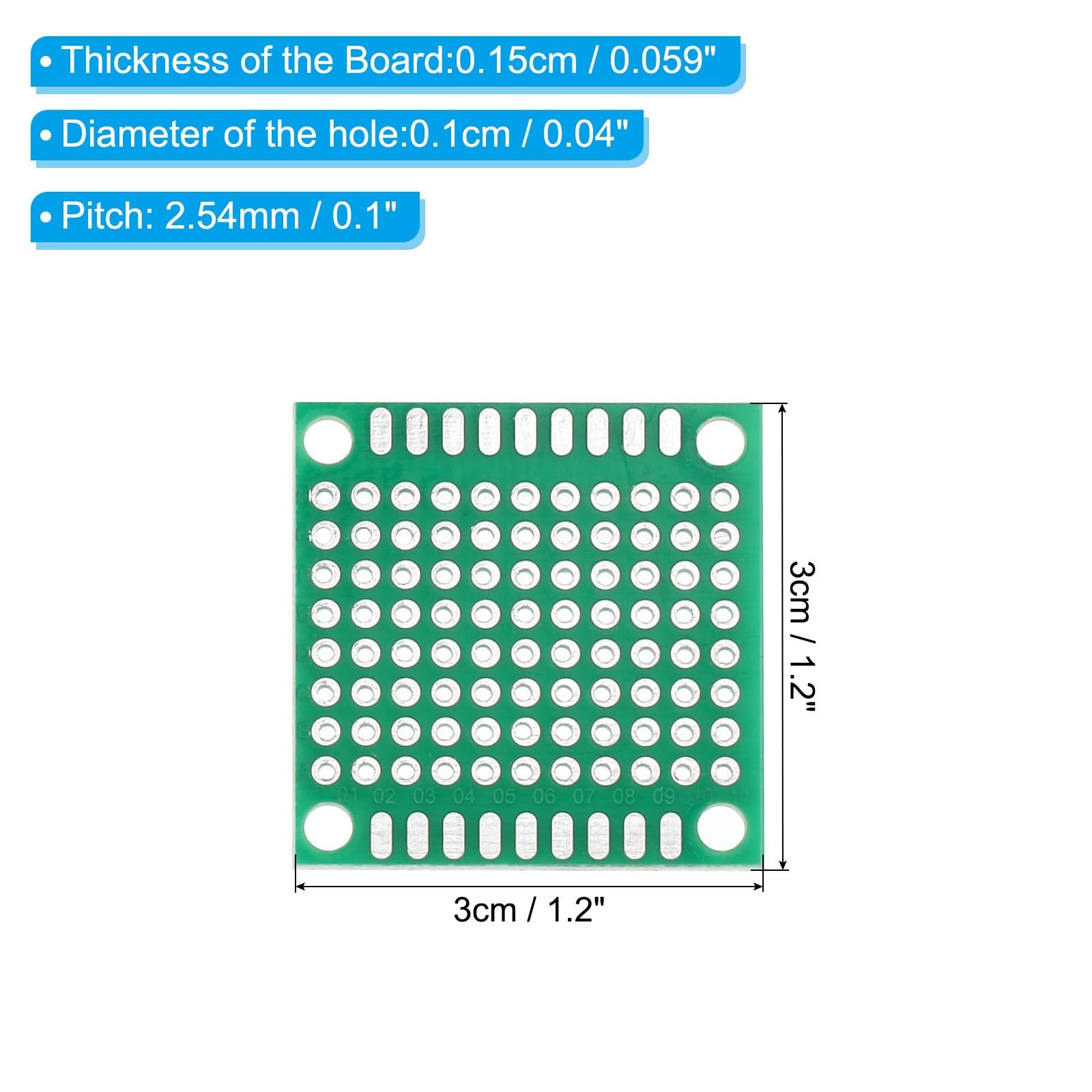 PATIKIL 1.2″ x 1.2″ PCB Board Circuit, 24 Pcs Single Sided Prototype Perfboar…