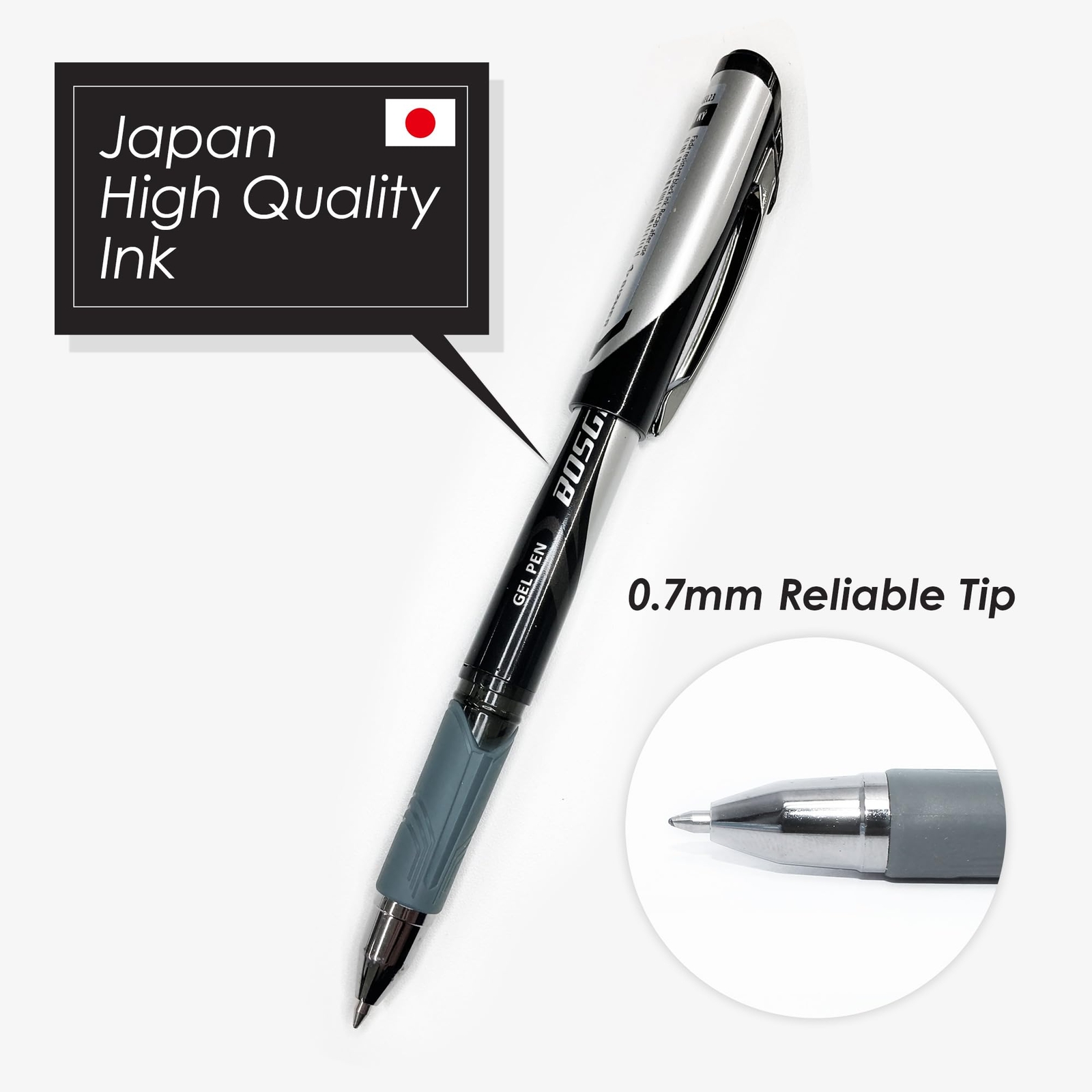 High Grade Gel Pens Black Ink 0.7mm Fine Point 10 Count Pack Quick Smooth Wri…