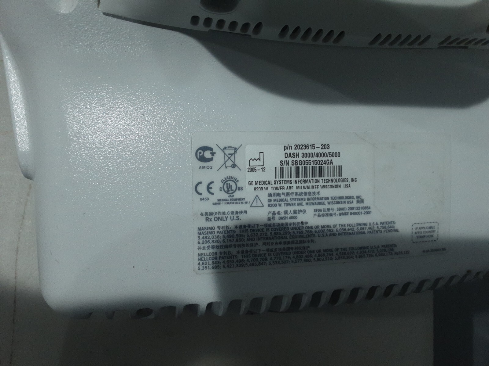 GE Dash 4000 . Set of 2 Monitor MASSIMO p02 and soft 7.2 with 2 IBP and Co2