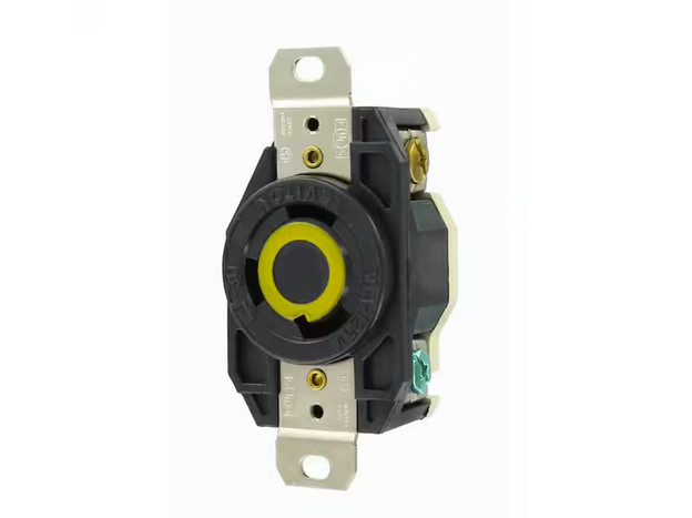 Leviton 30 Amp 125-Volt Flush Mounting Grounding Locking Outlet, Black 2610