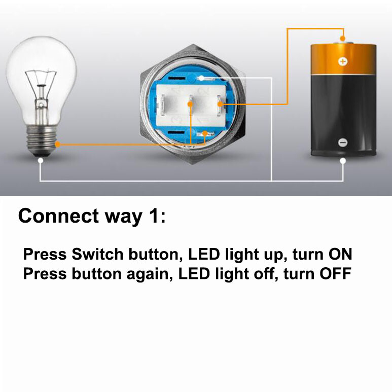 16mm 12V LED ON OFF Waterproof Stainless Steel Latching Push Button Power Switch