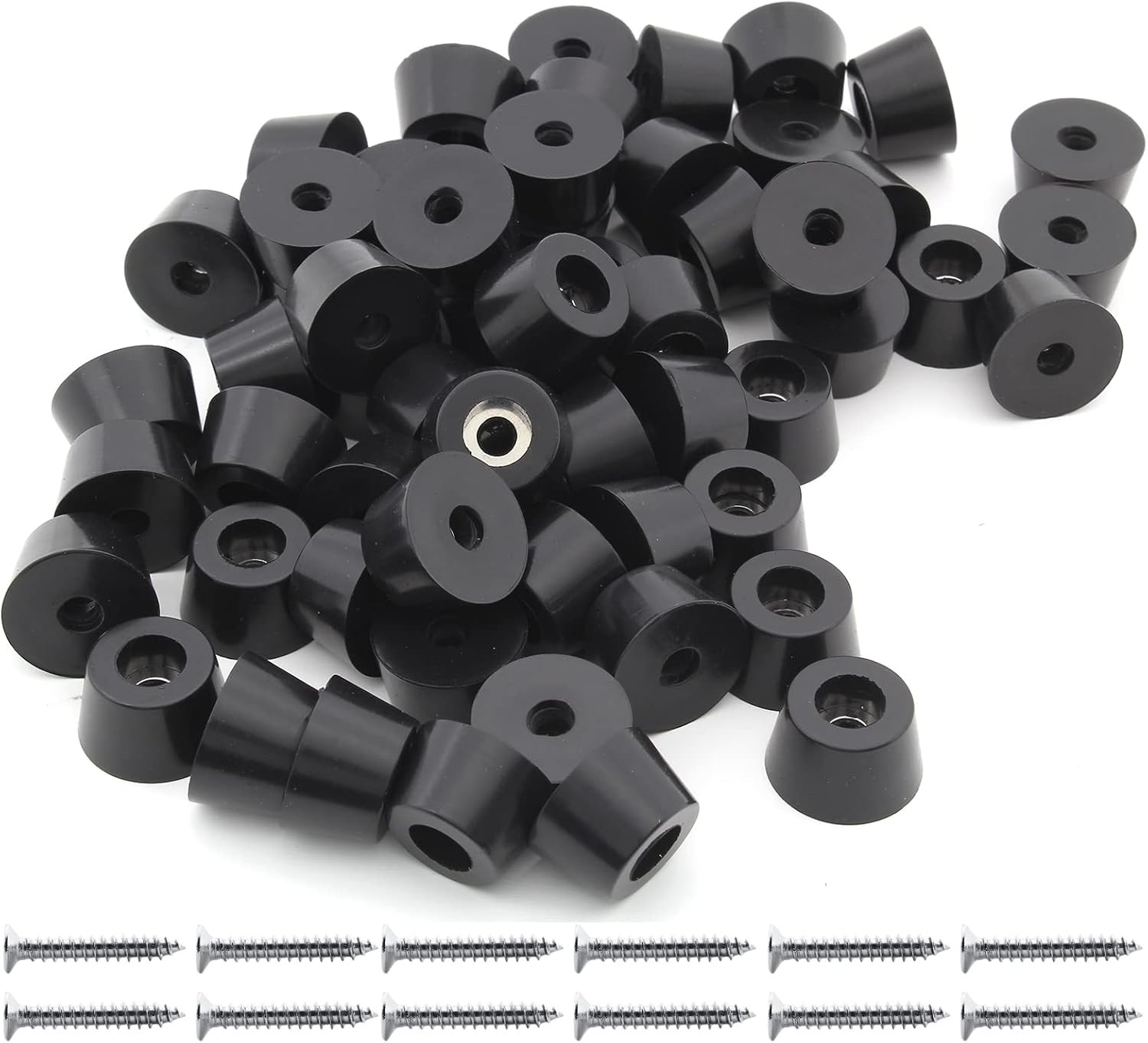 60 PCS 3/4 W x 7/16 H Black Round Rubber Feet Bumpers with Screws Non-Slip