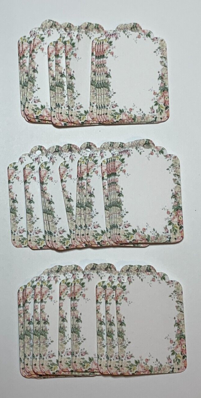100 Scalloped Flower Print Merchandise Price Tags
