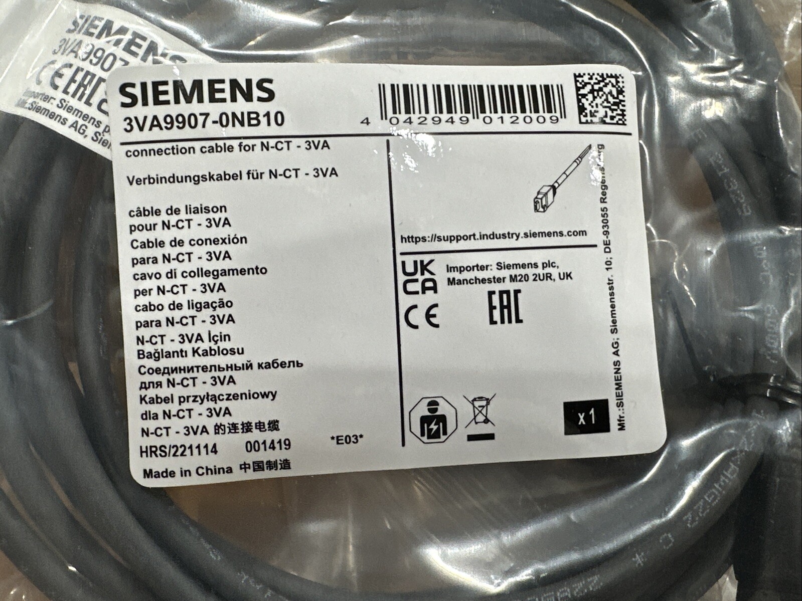 ⚡️Siemens 3VA9377-0NA10 External Neutral Current Transformer 400/600A⚡️