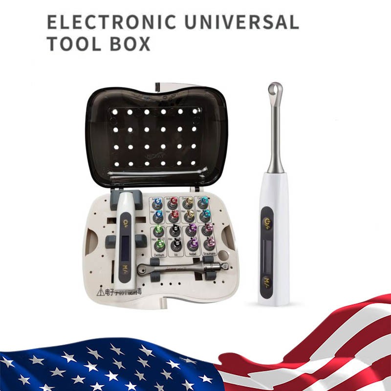 US Electronic Dental Universal Implant Torque Wrench Contra Angle &16pcs Drivers