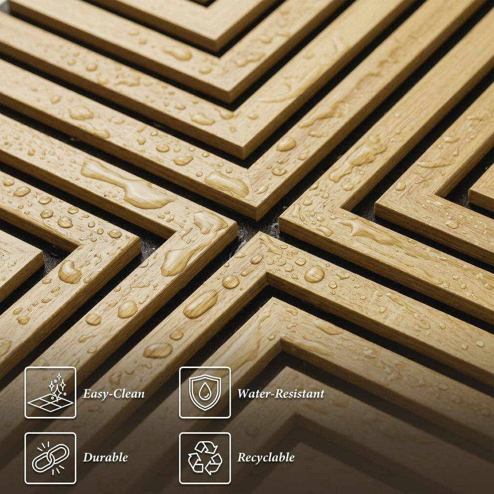 Oak 0.7 In. X 1.97 Ft. X 1.97 Ft. Geometric Acoustic Decorative Wall Paneling (4