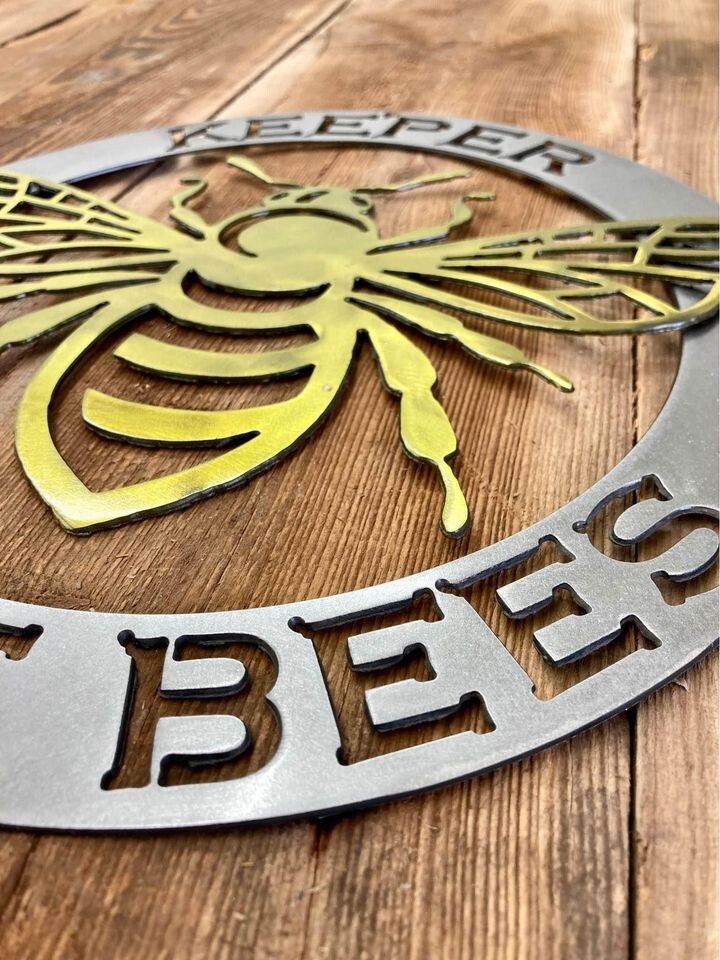 Bee Keeper Steel Metal Sign, Honey Bee, Garden, 12-inch