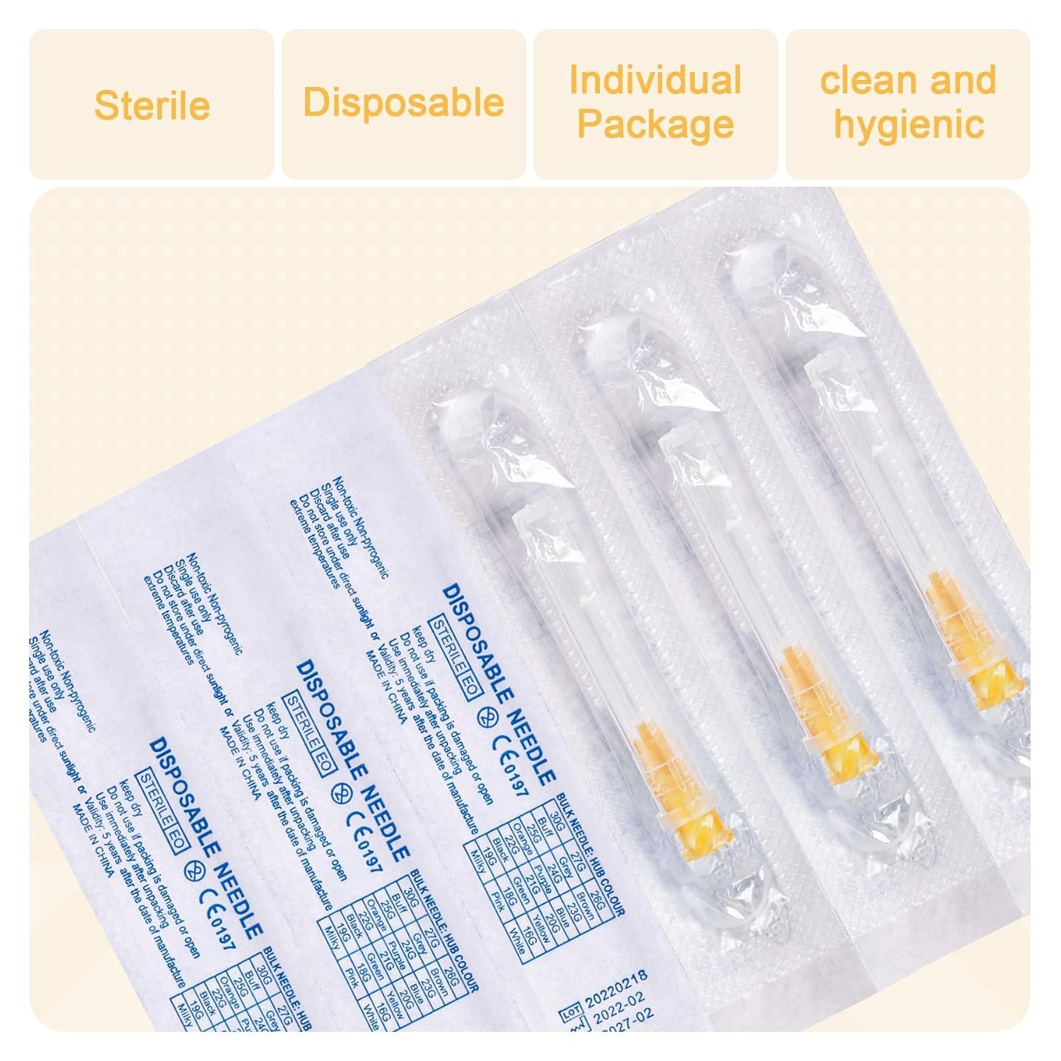 100 Pack 25 Gauge 1″ Lab Dispensing Needle Individually Wrapped Supplies Box