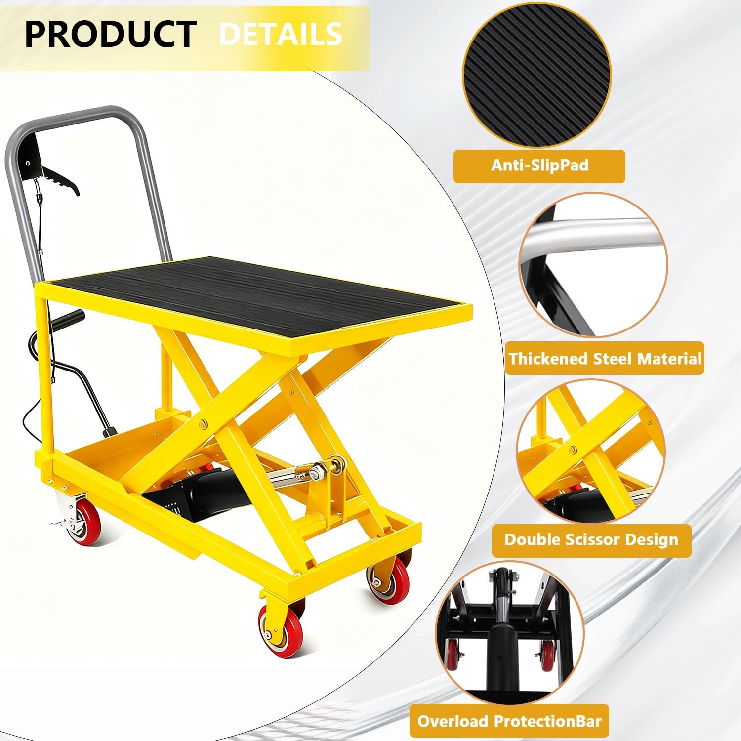 330 500 1100Lbs Hydraulic Lift Table Cart 28.5″ or 32″ Lifting Single Scissor