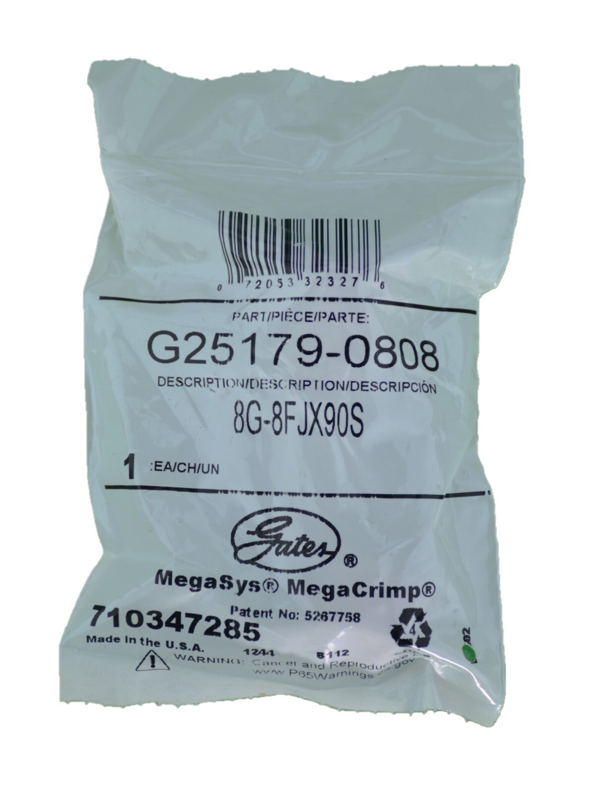 12ea, 8G-8FJX90S MegaCrimp Coupling Female JIC 37 Flare Swivel – 90 Bent Tube