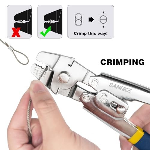Wire Rope Crimping Tool Kit, 100ft 1/16″ Stainless Steel Wire Rope Cable with…