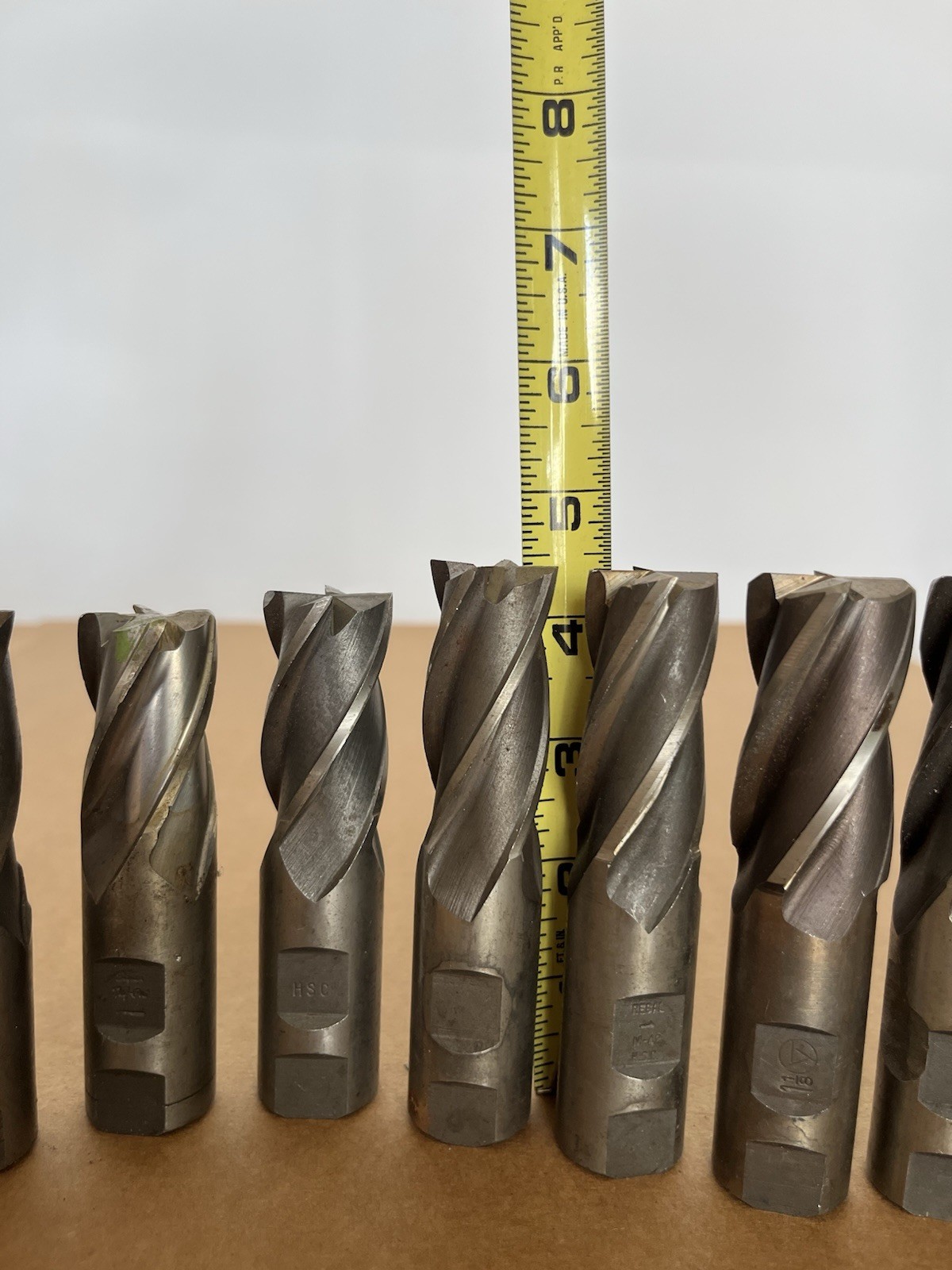 Lot of 9 Corner Radius End Mills 1” Diameter 4 Flute & One 1 1/8 Diameter