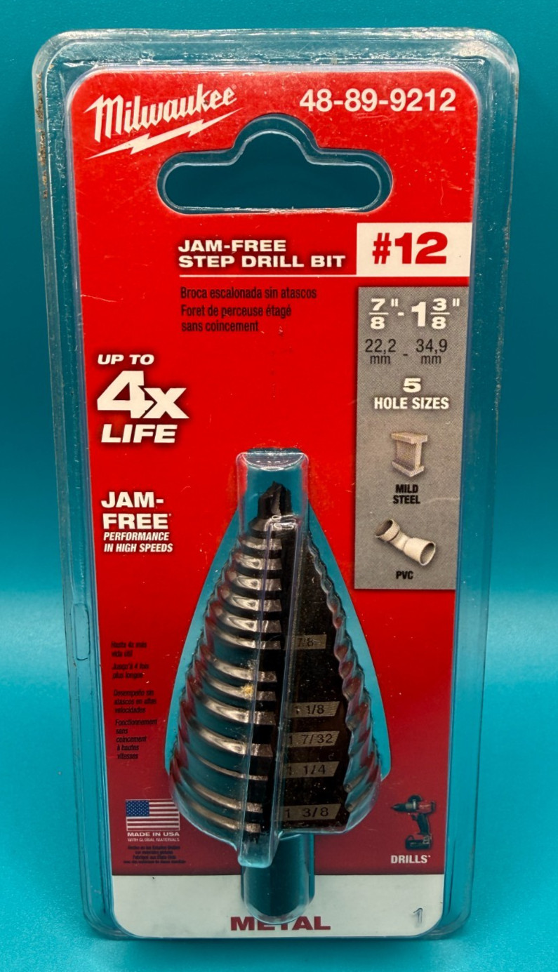 Milwaukee 48-89-9212 Jam-Free Step Drill Bit for Metal, 7/8 in to 1-3/8 in .