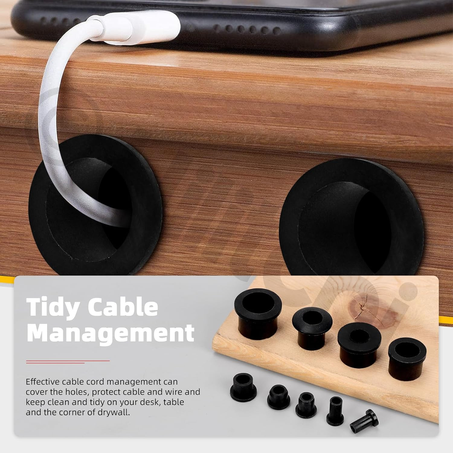 72PCS 9 Sizes Black Silicone Rubber Grommets Kit T-Type Hole Grommet