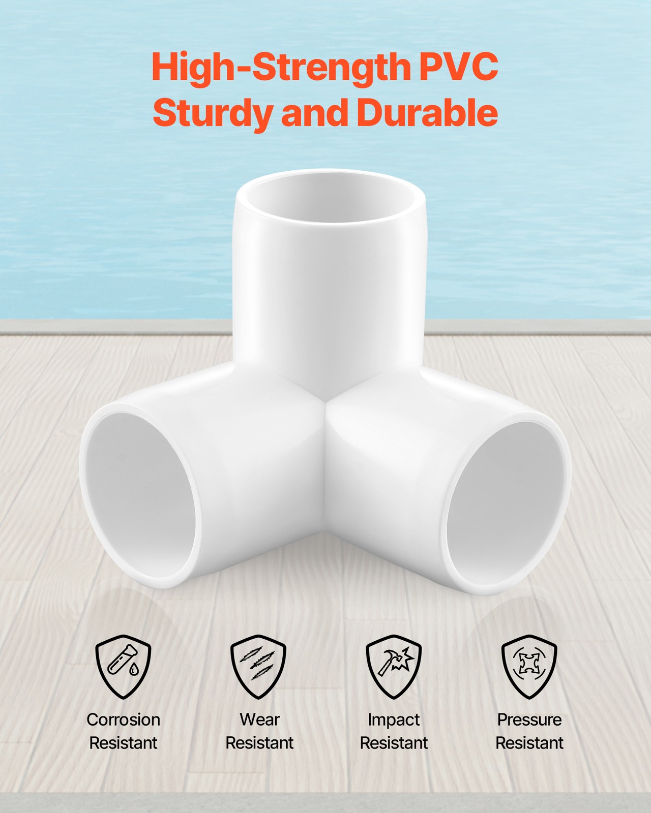 VEVOR 3-Way PVC Fittings 10-Pack PVC Pipe Joints Elbow Connector for 1″ PVC Pipe