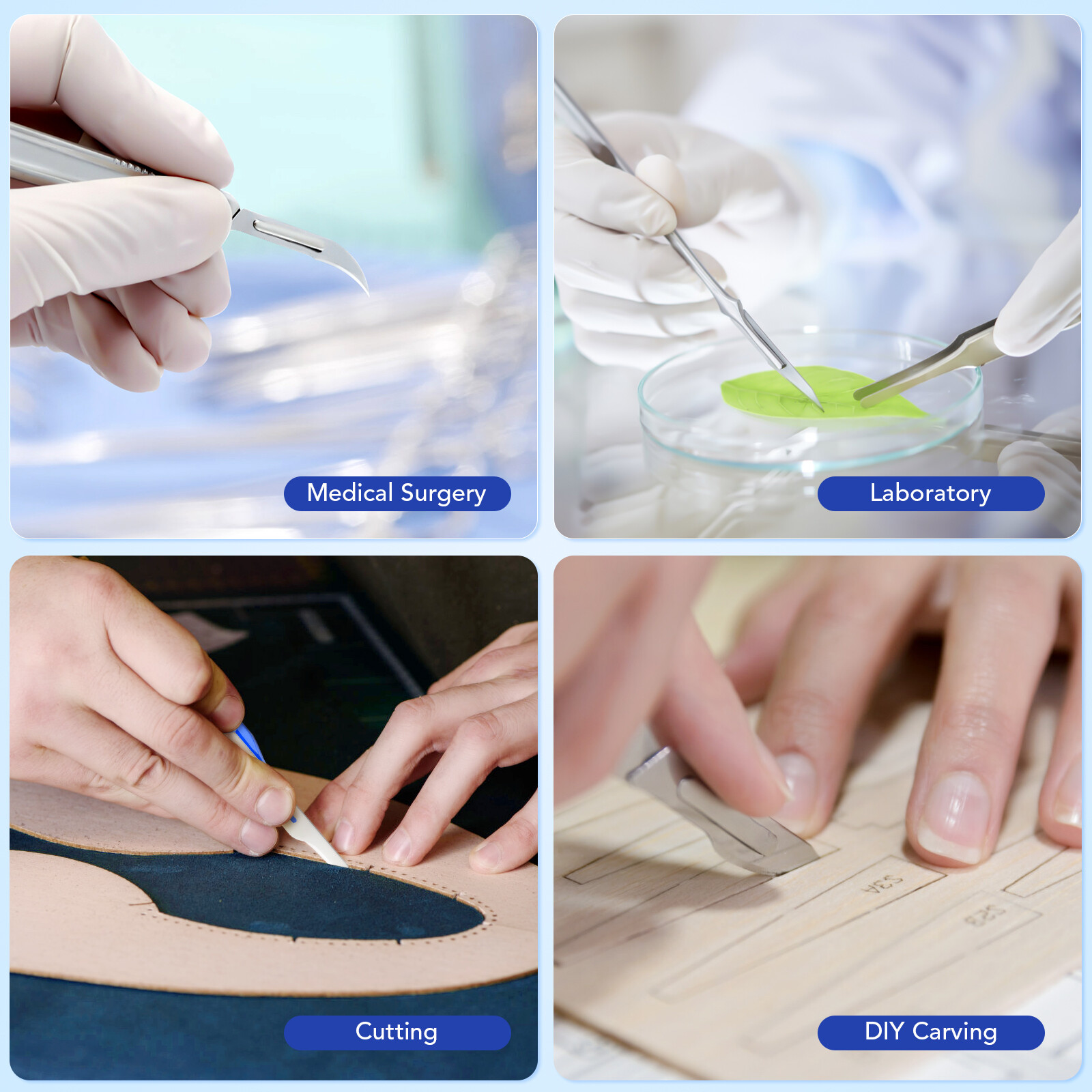 Up to 1000pcs Scalpel Blades #10 11 12 15 15C Stainless Steel Sterile Surgical