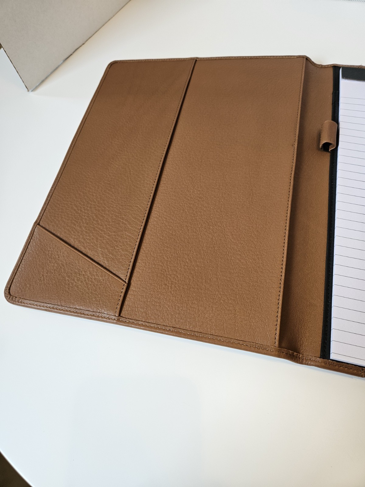 NEW LEATHEROLOGY Cognac Brown Padfolio Full Grain Leather Professional Organizer
