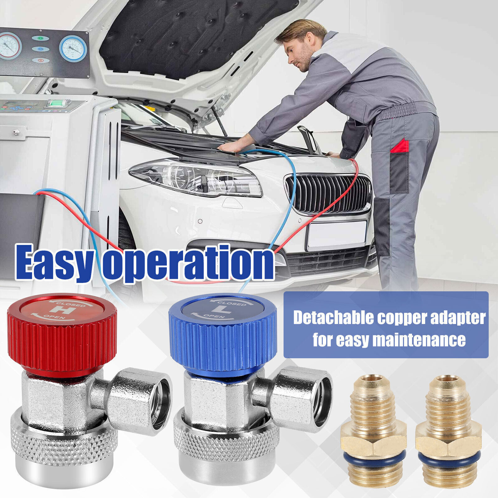 AC High Low Side Quick Connector Adapter Fitting Coupler Kit For Car AC 1/4″ SAE