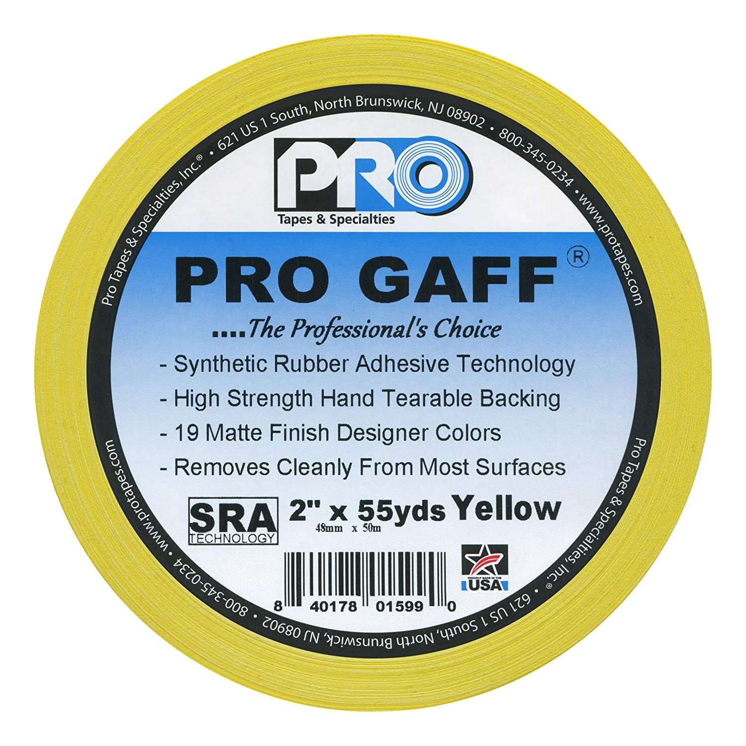 Pro Tapes Pro Gaffer Tape Yellow 2″ x 55 yds.