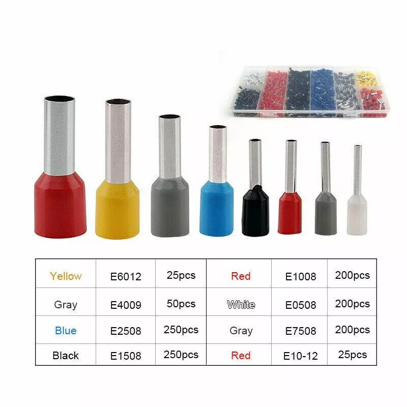 1200PCS Cable Wire Cord Pin End Bootlace Ferrule Terminals Crimp Connectors Kit