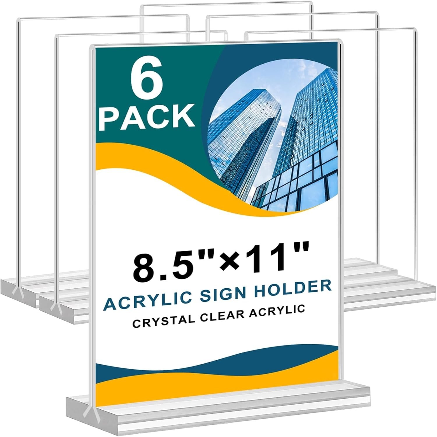 Versatile Double-Sided Acrylic Sign Holder 8.5×11 – Perfect for Events, 6 Pack