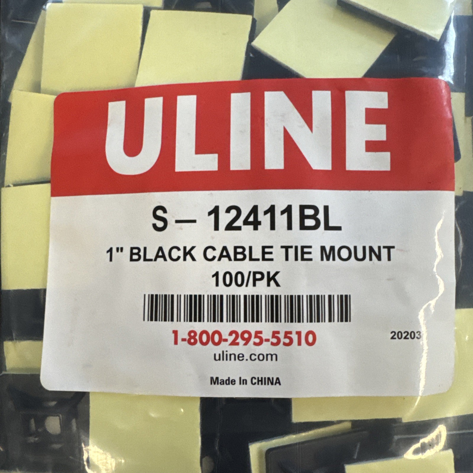 ULINE (100 PK) 1″ Inch BLACK CABLE TIE MOUNT S-12411BL