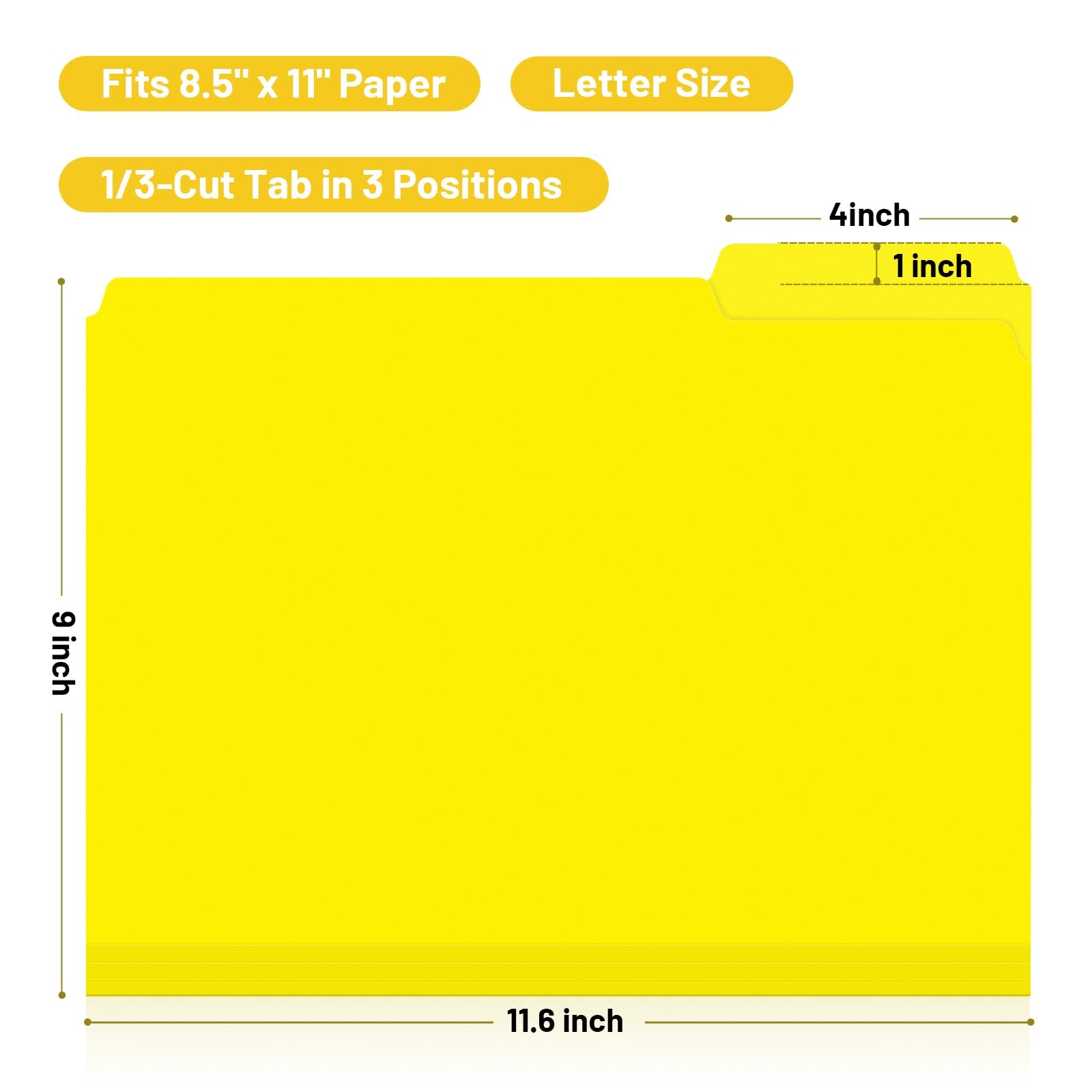 Comix Plastic Colored File Folders, 6 Pack, 1/3-Cut Tabs, Letter Size 8.5×11, 6