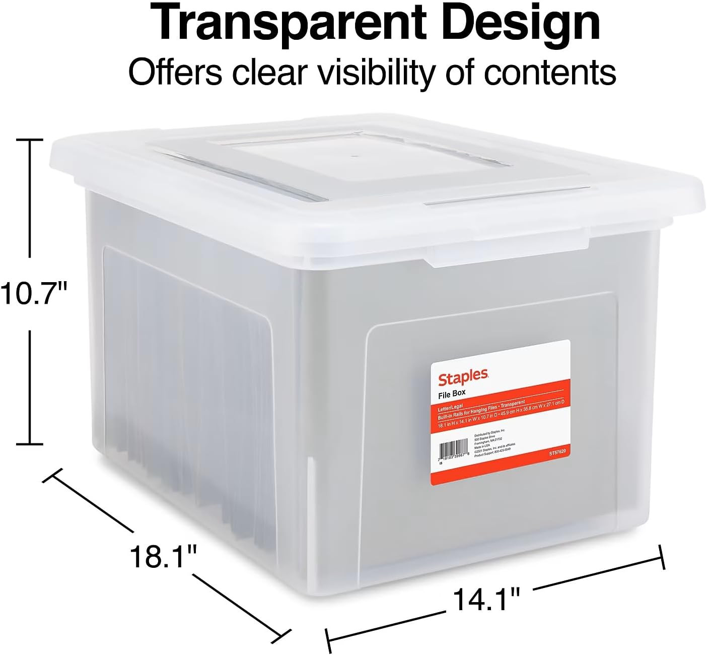 Plastic File Box with Snap Lid, Letter/Legal Size, Clear, 4/Carton | Stackable S