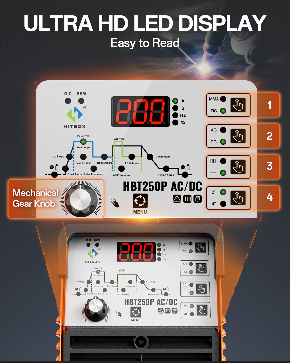 200A HF AC DC TIG Welder Pulse ARC IGBT TIG Welding Machine 230V WITH FOOT PEDAL