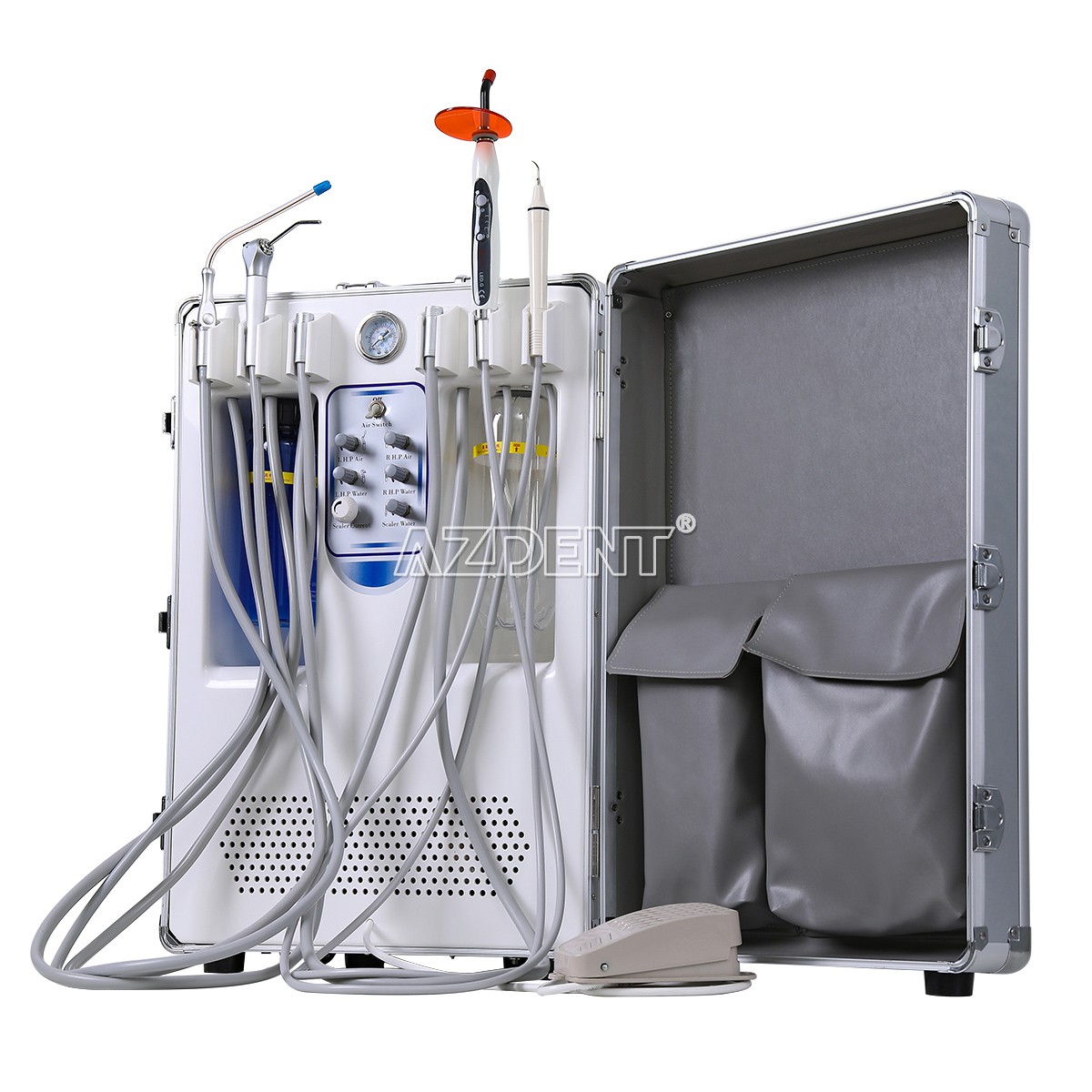 Portable Dental Delivery Unit Cart Built in Air Compressor Curing light scaler