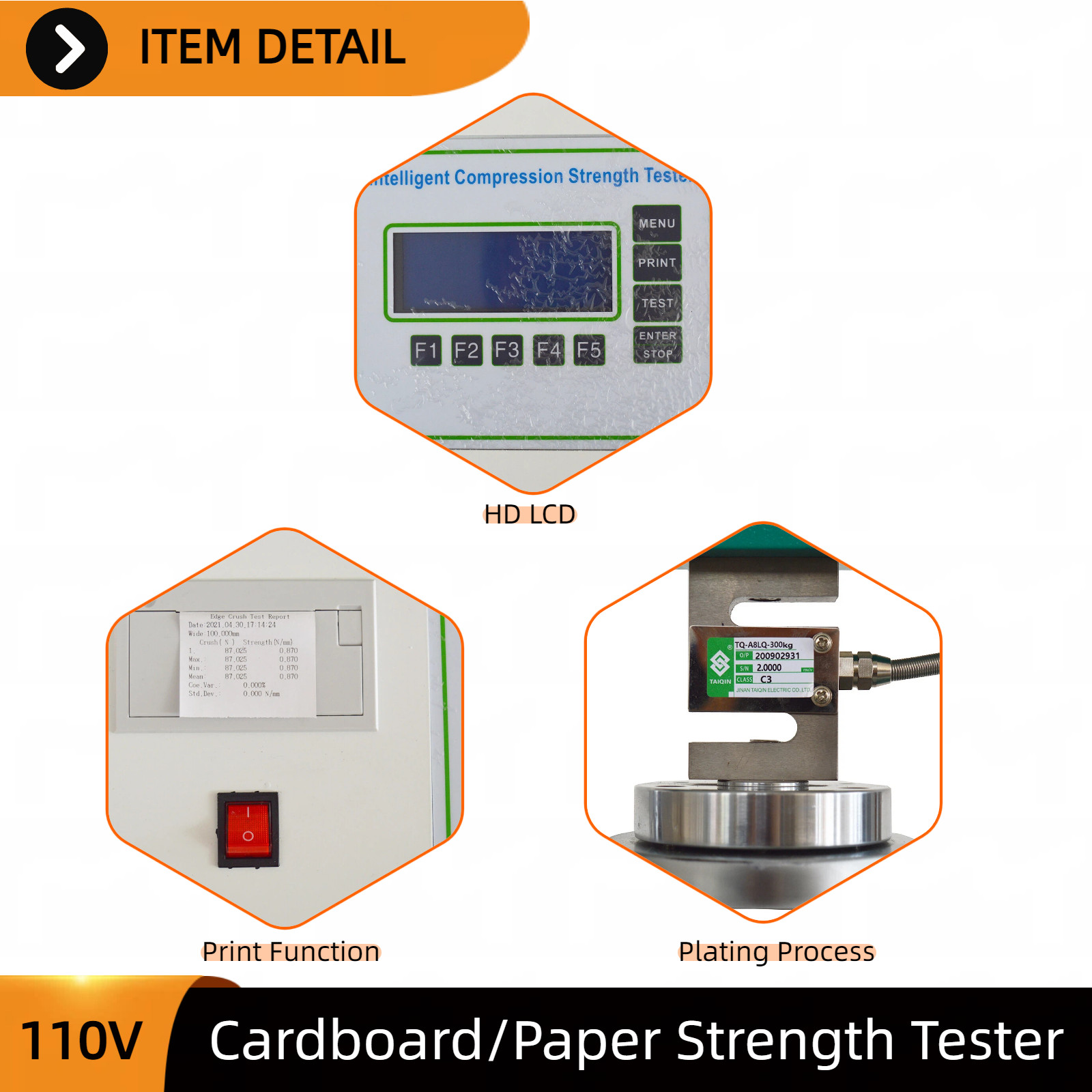 Paperboard Strength Testing Machine 110V 200W for Edge/Ring Crush & Burst Tests