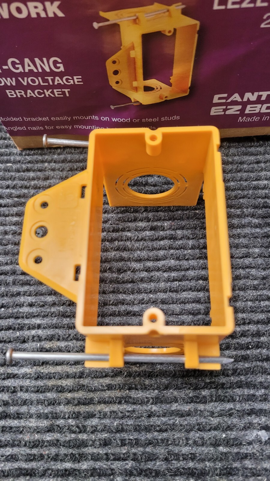 Box of 12 EZLV1-NWN, 1-Gang Orange Plastic New Work Interior Wall Electrical Box