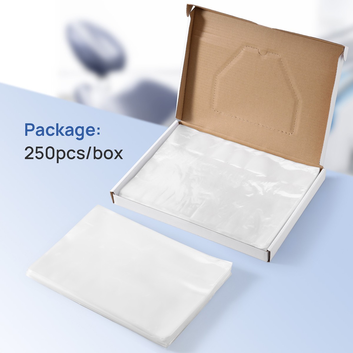 CE FDA Disposable Headrest Chair Sleeve Plastic SPA Salons Cover 10″ x 14″