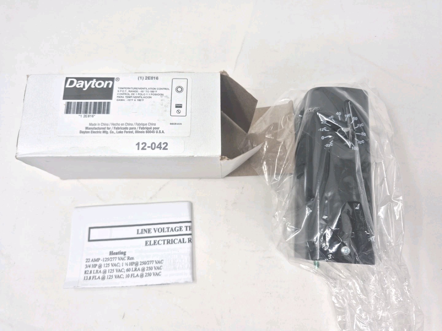 Dayton Line Voltage Thermostat 2E816 – New Open Box