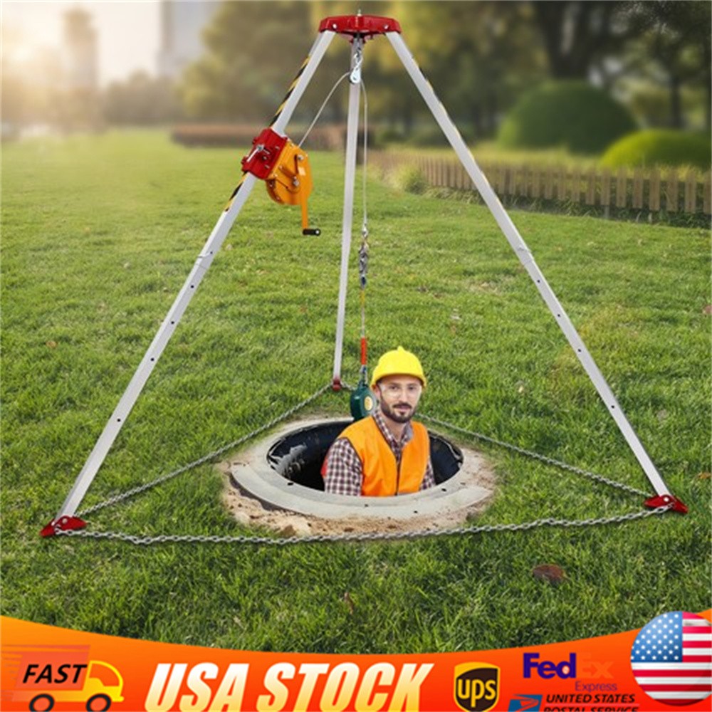 Confined Space Tripod Kit Rescue Tripod Adjustable 5.2-8 ft Legs 1800lbs Winch