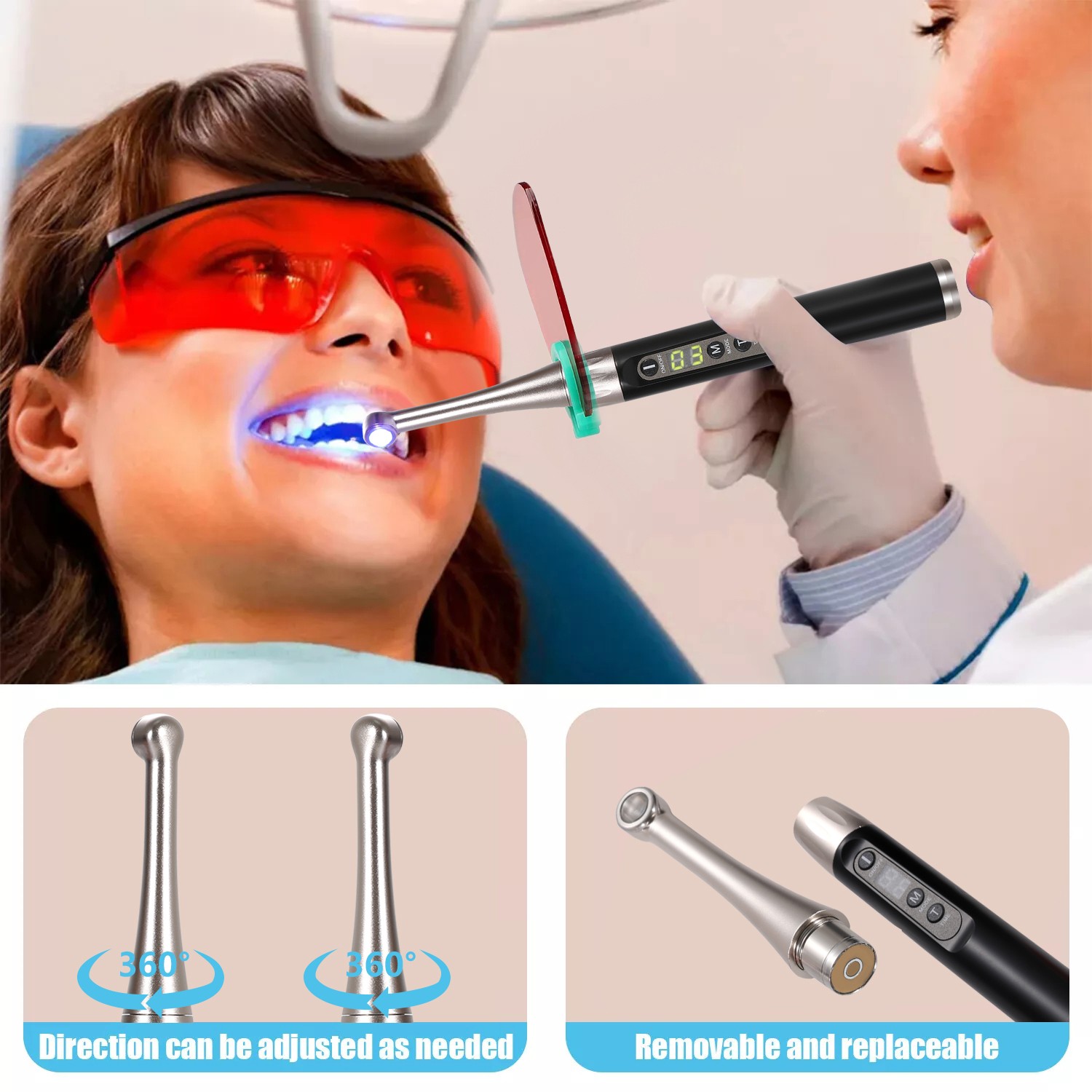 Dental LED Curing Light Cure Lamp Wireless Cordless Resin Woodpecker Style LA