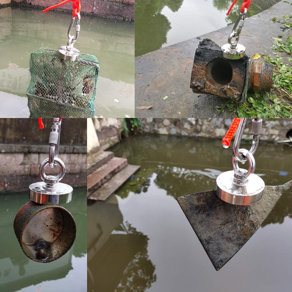 Strong Single side 150KG Fishing Magnet D60mm Set Retrieval Recovery Salvage