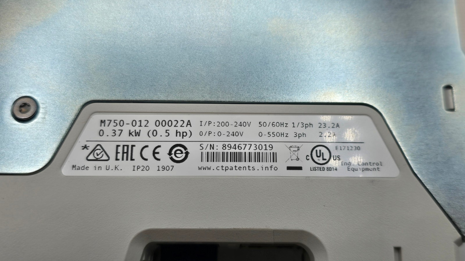 Nidec M750-012 00022A Digitax HD Network Servo Drive, Ethernet, RJ45, .37W .5 HP