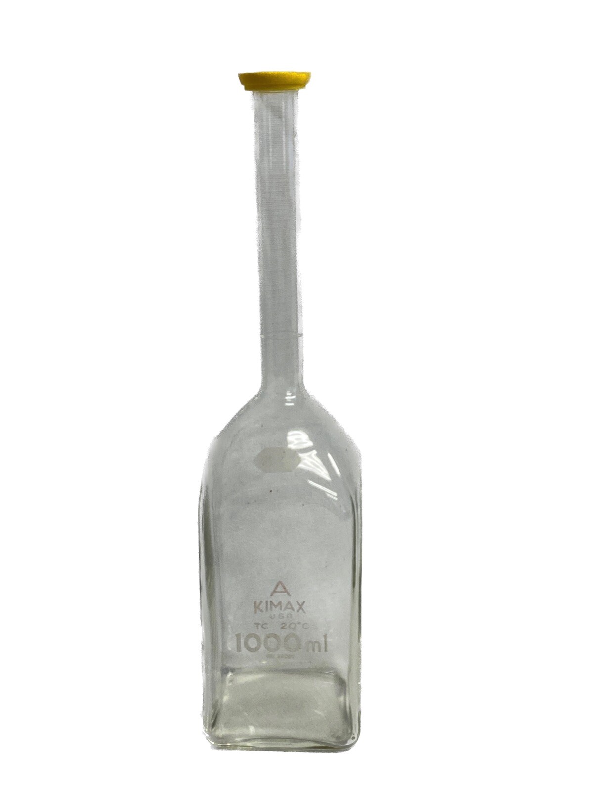 KIMAX KIMBLE DWK Glass 1000mL 1L Square Volumetric Flask w/ Snap Cap 28000