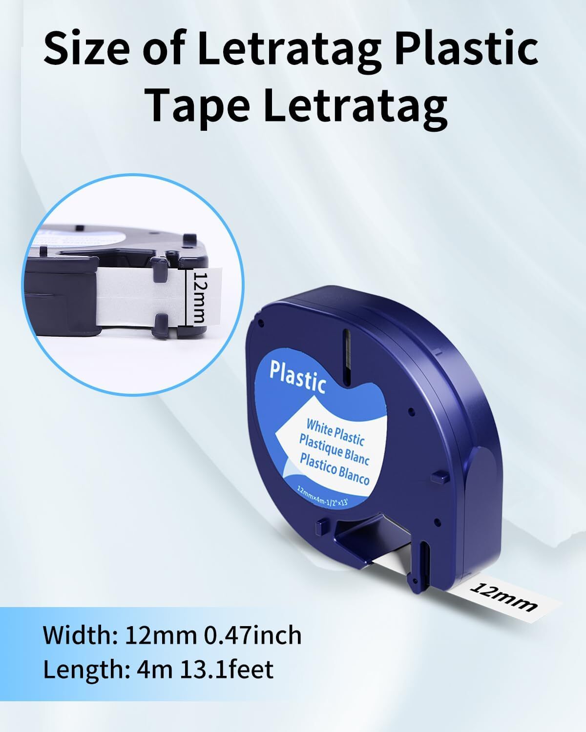 7PK Dymo Letratag Refill 91331 91330 White Plastic Label Tape 12mm LT-100H 1/2″