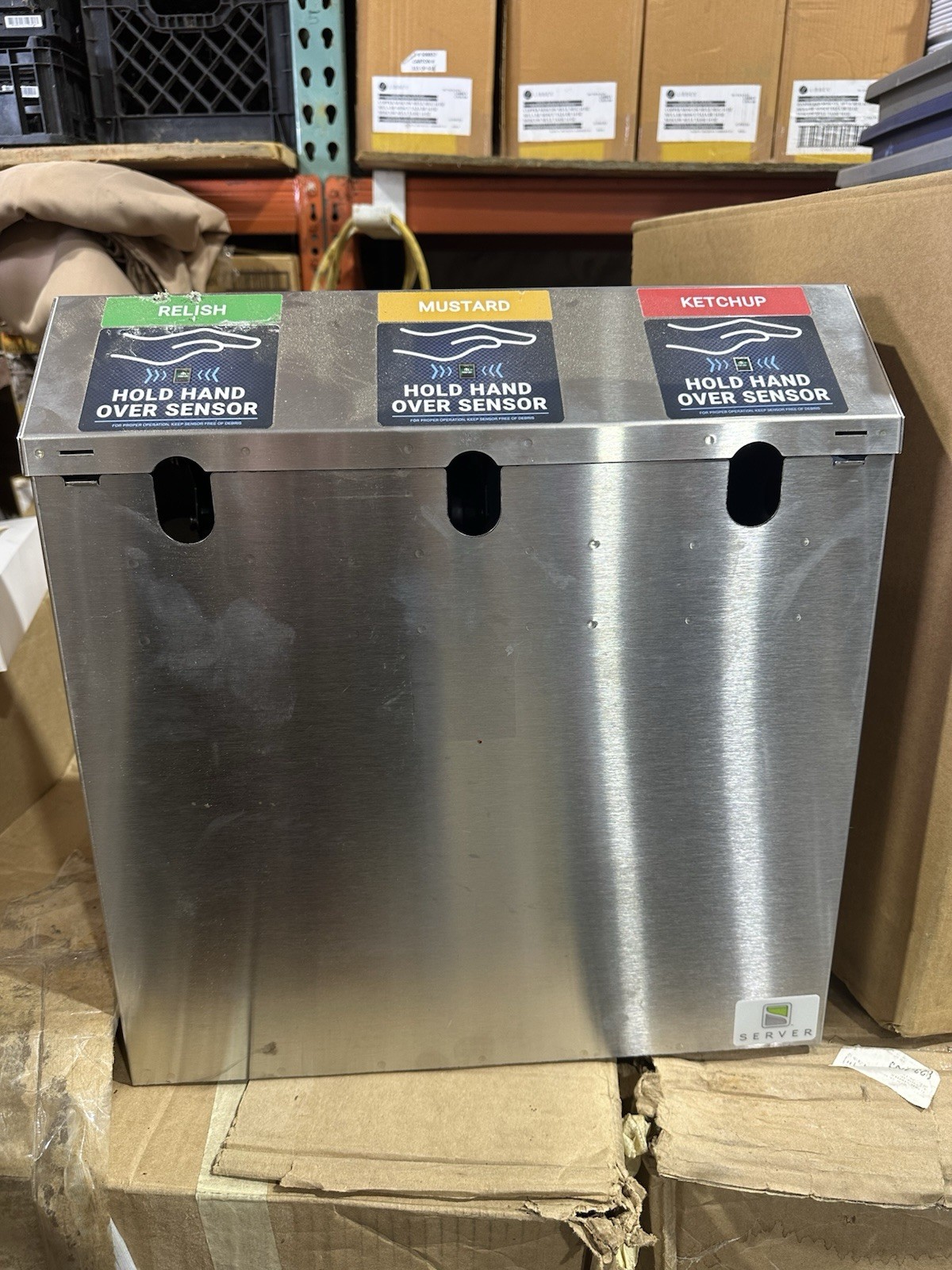 Product: Server Triple Countertop Pouched Dispenser Capacity: 3- 1.5 Gallons