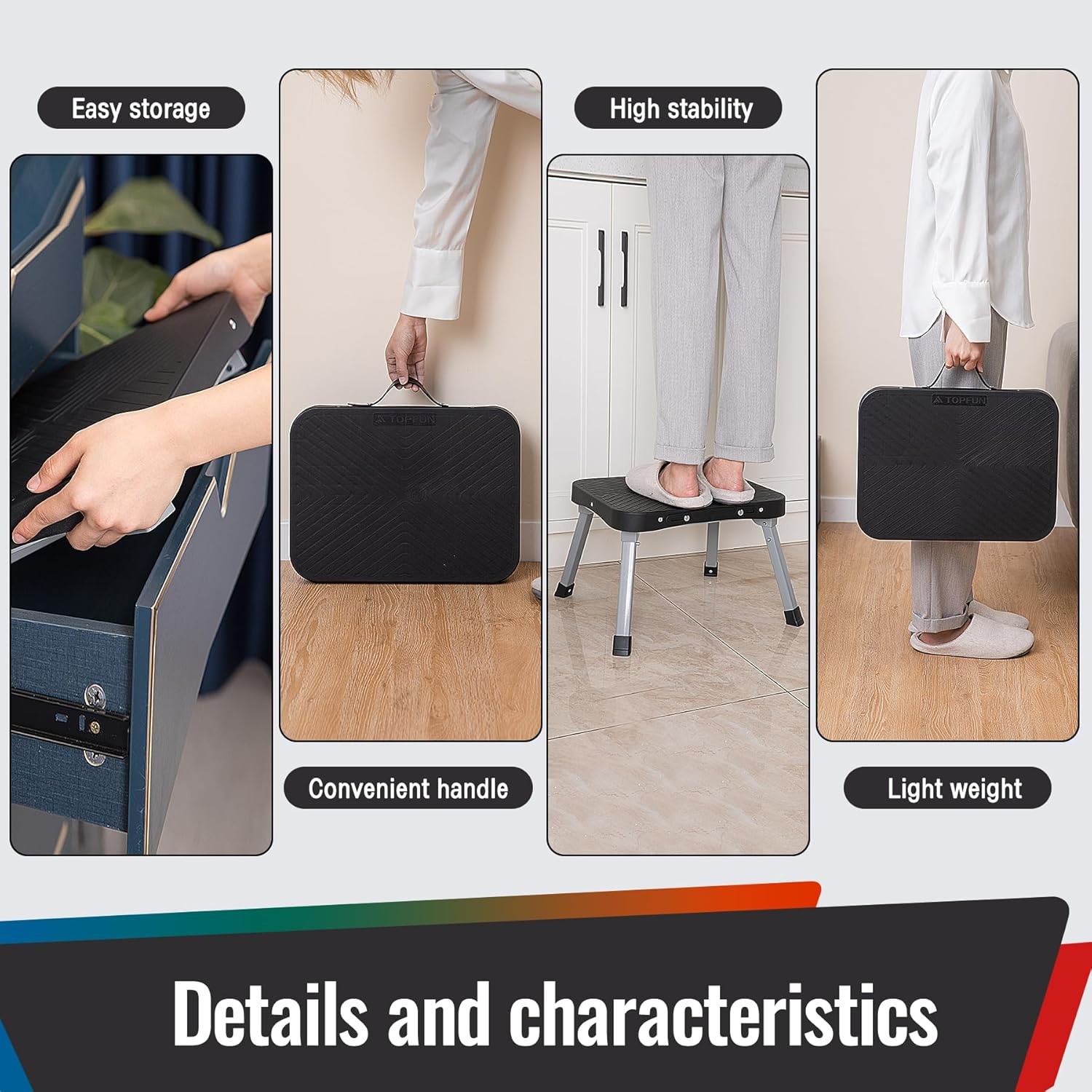11 Inch Folding Step Stool Non-Slip Large Platform Steel Frame