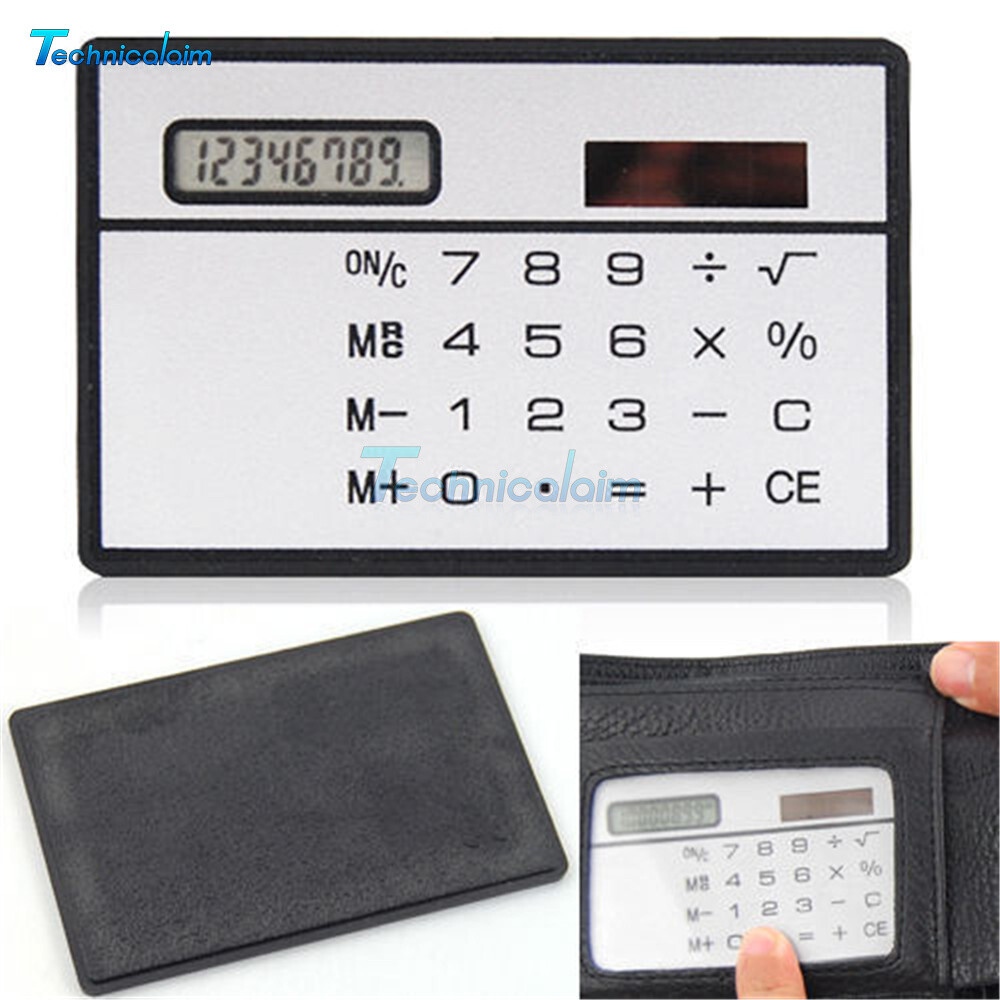 8-Digits Ultra Thin Mini Slim Credit Card Solar Power Pocket Calculator Travel-