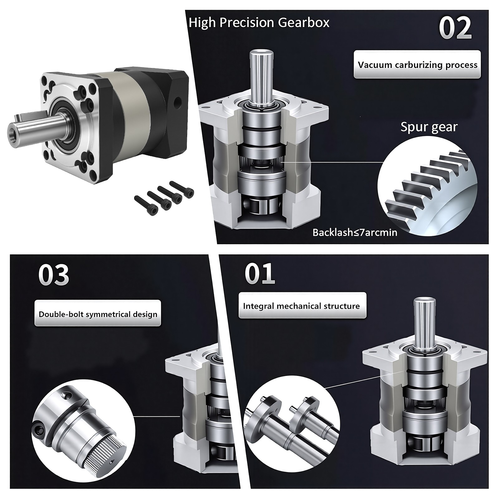 Planetary Gearbox Reducer Gearhead Nema23 High Torque 8mm Input Ratio 5~100:1
