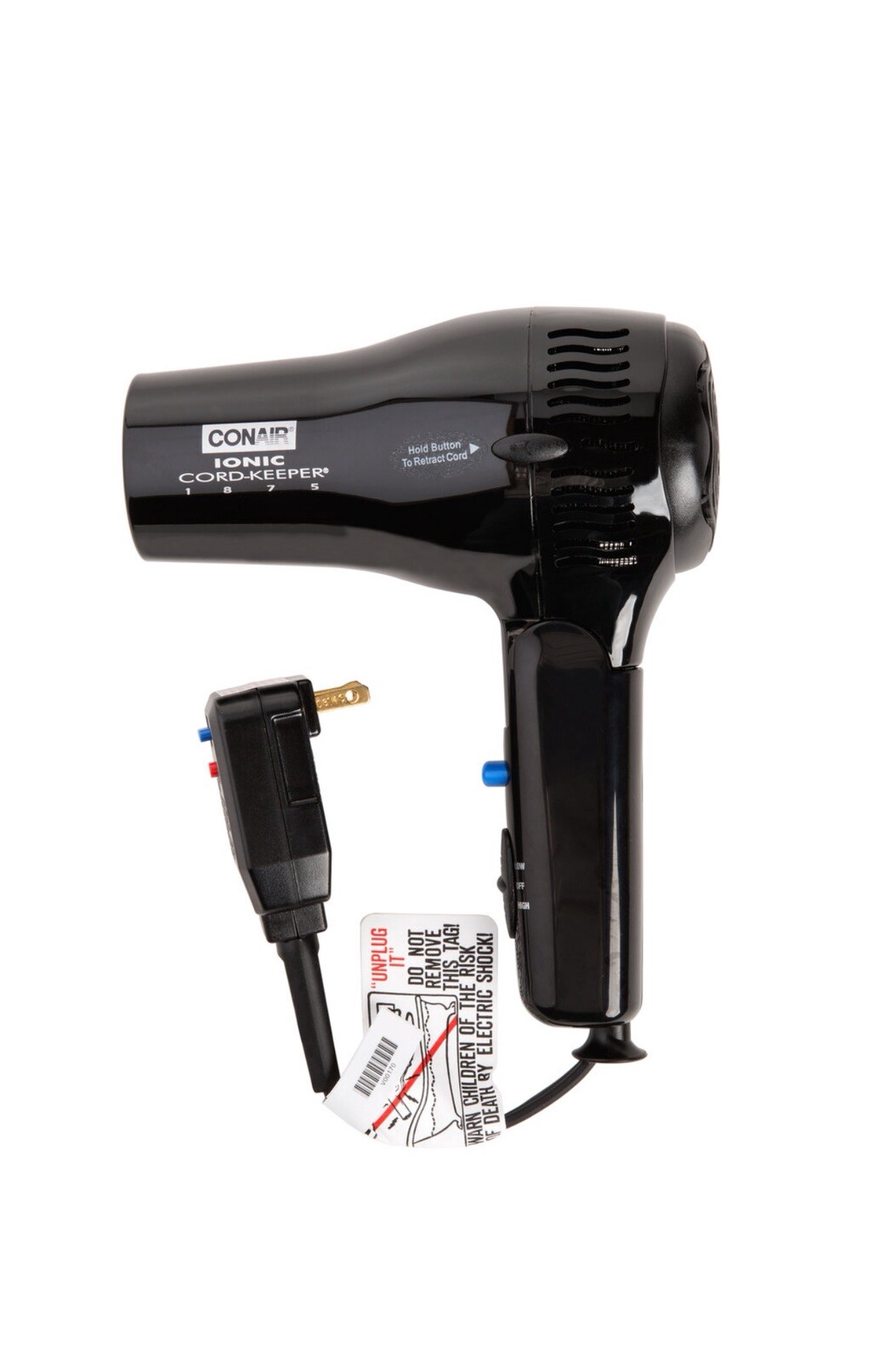 Lot of 2 CONAIR Folding Hairdryer, Handheld, Black, 1875 Watts, Ion 169BIW