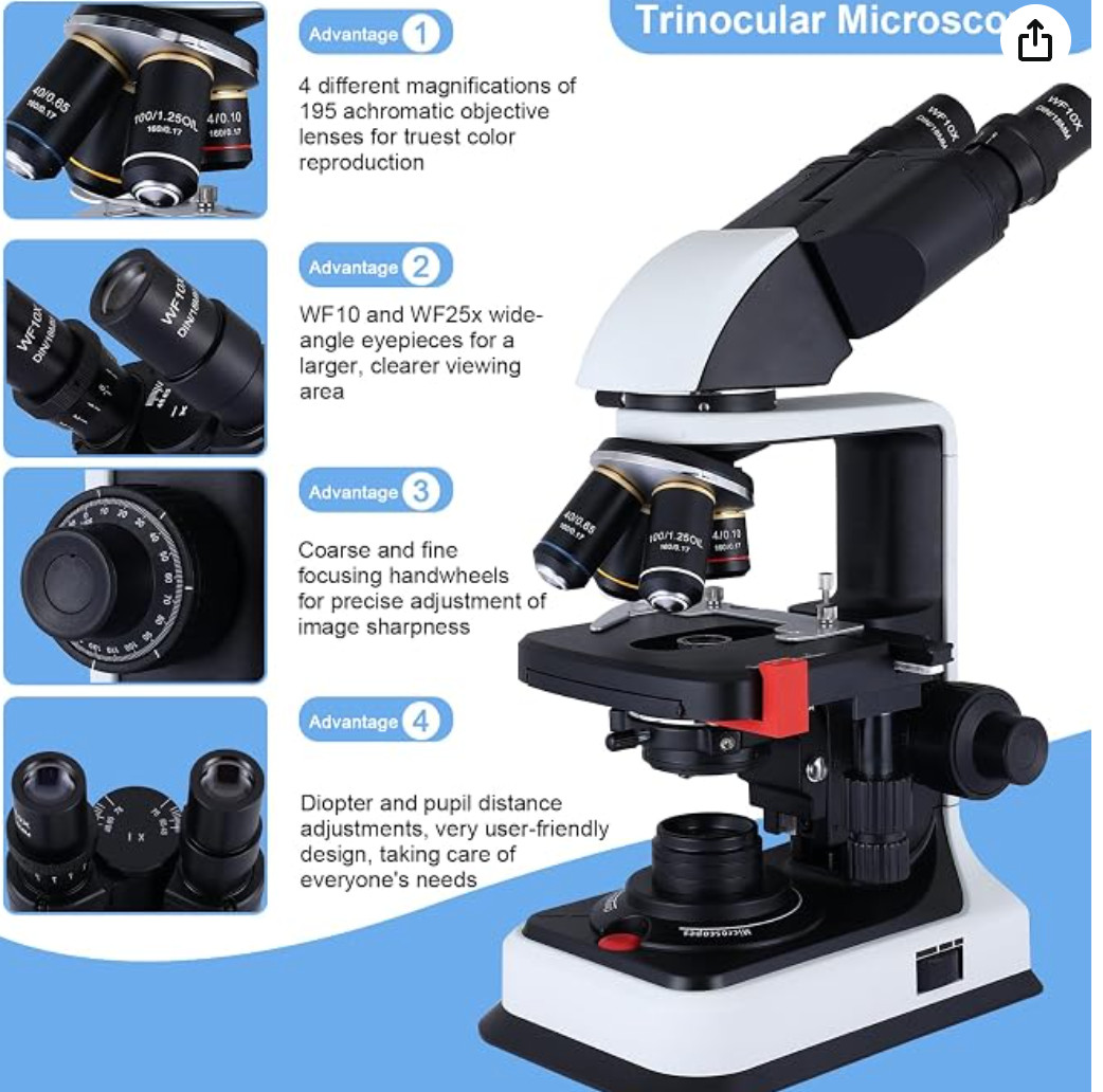 Herwicm 40X-2500X Microscope Laboratory Binocular microscope